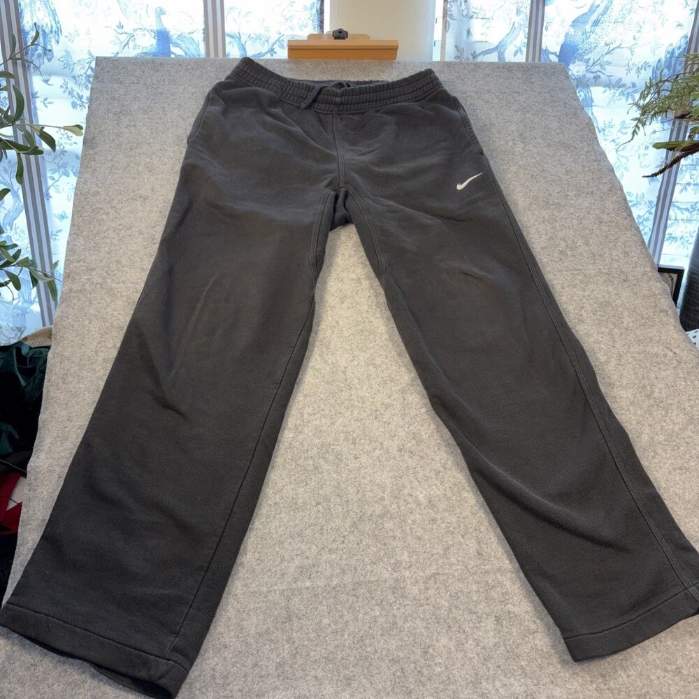 Nike Men Fleece Lined Black Sweatpants Open Hem Size M